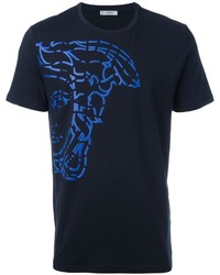 schwarzes bedrucktes T-shirt von Versace