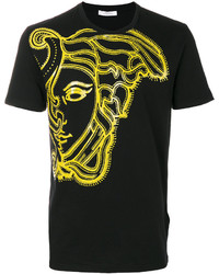 schwarzes bedrucktes T-shirt von Versace