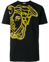 schwarzes bedrucktes T-shirt von Versace