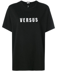 schwarzes bedrucktes T-shirt von Versus
