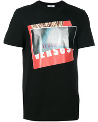 schwarzes bedrucktes T-shirt von Versus