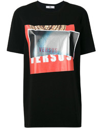 schwarzes bedrucktes T-shirt von Versus