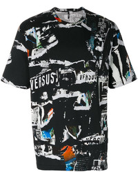 schwarzes bedrucktes T-shirt von Versus