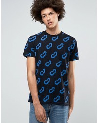 schwarzes bedrucktes T-shirt von Weekday