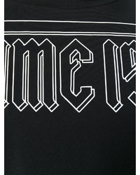 schwarzes bedrucktes T-shirt von Marcelo Burlon County of Milan