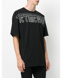 schwarzes bedrucktes T-shirt von Marcelo Burlon County of Milan