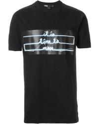 schwarzes bedrucktes T-shirt von Y-3