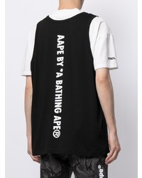 schwarzes bedrucktes Trägershirt von AAPE BY A BATHING APE