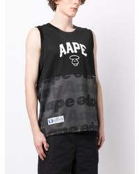 schwarzes bedrucktes Trägershirt von AAPE BY A BATHING APE