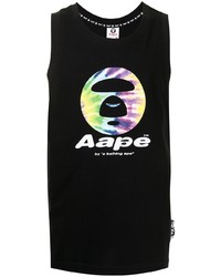schwarzes bedrucktes Trägershirt von AAPE BY A BATHING APE