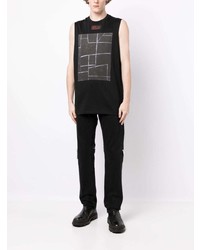 schwarzes bedrucktes Trägershirt von Raf Simons