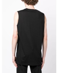 schwarzes bedrucktes Trägershirt von Raf Simons