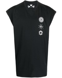 schwarzes bedrucktes Trägershirt von ACRONYM
