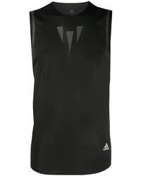 schwarzes bedrucktes Trägershirt von adidas