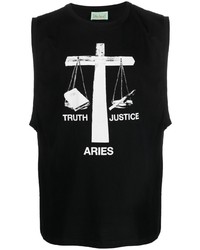 schwarzes bedrucktes Trägershirt von Aries