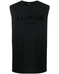 schwarzes bedrucktes Trägershirt von Balmain