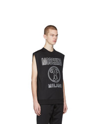 schwarzes bedrucktes Trägershirt von Moschino