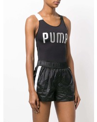 schwarzes bedrucktes Trägershirt von Puma