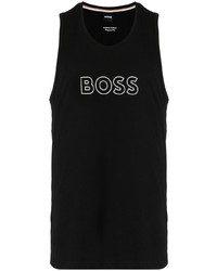schwarzes bedrucktes Trägershirt von BOSS
