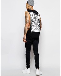 schwarzes bedrucktes Trägershirt von Asos