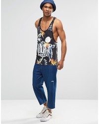 schwarzes bedrucktes Trägershirt von Asos