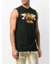 schwarzes bedrucktes Trägershirt von DSQUARED2