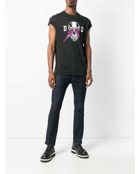 schwarzes bedrucktes Trägershirt von DSQUARED2