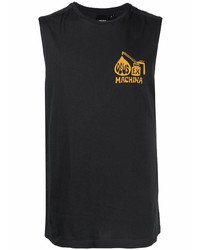schwarzes bedrucktes Trägershirt von Deus Ex Machina
