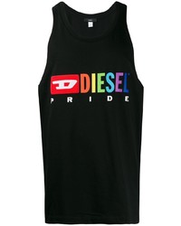 schwarzes bedrucktes Trägershirt von Diesel