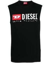 schwarzes bedrucktes Trägershirt von Diesel