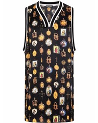 schwarzes bedrucktes Trägershirt von Dolce & Gabbana