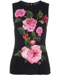 schwarzes bedrucktes Trägershirt von Dolce & Gabbana