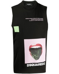 schwarzes bedrucktes Trägershirt von DSQUARED2