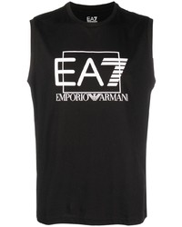 schwarzes bedrucktes Trägershirt von Ea7 Emporio Armani