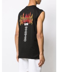 schwarzes bedrucktes Trägershirt von Philipp Plein