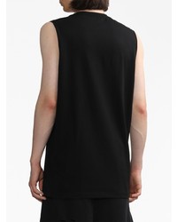 schwarzes bedrucktes Trägershirt von Raf Simons