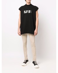 schwarzes bedrucktes Trägershirt von Rick Owens DRKSHDW