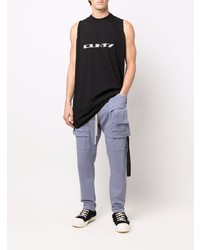 schwarzes bedrucktes Trägershirt von Rick Owens DRKSHDW