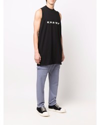 schwarzes bedrucktes Trägershirt von Rick Owens DRKSHDW