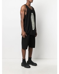 schwarzes bedrucktes Trägershirt von Rick Owens DRKSHDW