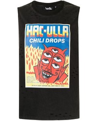 schwarzes bedrucktes Trägershirt von Haculla
