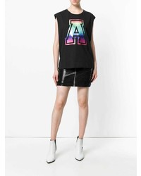 schwarzes bedrucktes Trägershirt von Alexandre Vauthier