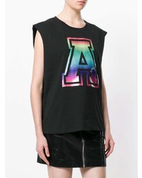 schwarzes bedrucktes Trägershirt von Alexandre Vauthier