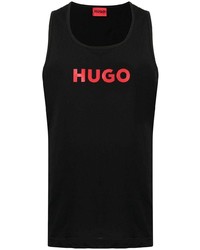 schwarzes bedrucktes Trägershirt von Hugo