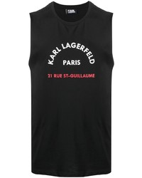 schwarzes bedrucktes Trägershirt von Karl Lagerfeld