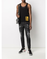 schwarzes bedrucktes Trägershirt von DSQUARED2