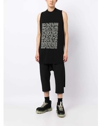 schwarzes bedrucktes Trägershirt von Rick Owens DRKSHDW