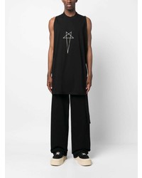 schwarzes bedrucktes Trägershirt von Rick Owens DRKSHDW