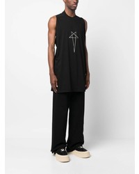 schwarzes bedrucktes Trägershirt von Rick Owens DRKSHDW