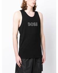 schwarzes bedrucktes Trägershirt von BOSS